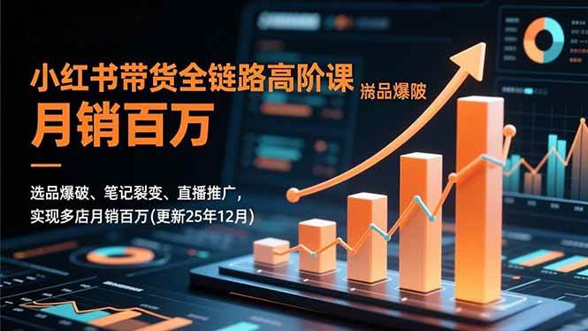 小红书带货全链路高阶课，选品爆破、笔记裂变、直播推广，实现多店月销百万